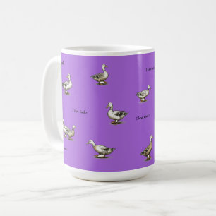 Lila jag älskar ankor kaffemugg