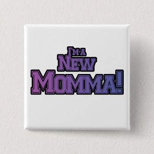 Lila... Jag är New Momma Tshirts och Gifts Knapp