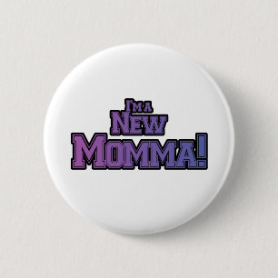 Lila... Jag är New Momma Tshirts och Gifts Knapp