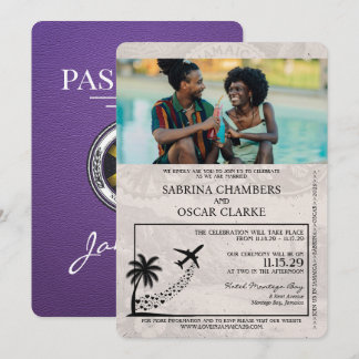 Lila Jamaica-passbröllop Inbjudningar