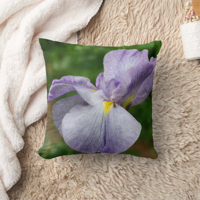 Lila japansk irisblomma vecklar ut sig   kudde (Filt)