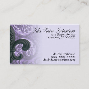 lila "järn fleur de lis" beställnings- visitkort