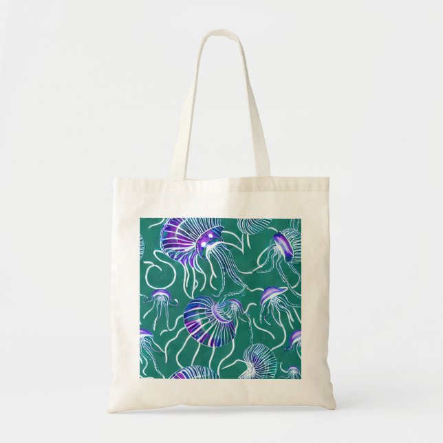 Lila Jellyfish Canvas Tote Tygkasse (Framsidan)