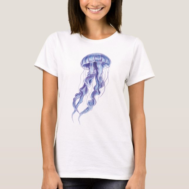 Lila Jellyfish illustration design T Shirt (Framsida)