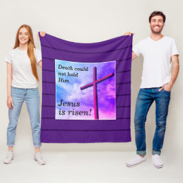 Lila JESUS IS RISEN Påsk Fleecefilt