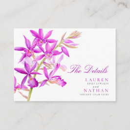 Lila jewel orchid bröllop handinformation tilläggskort