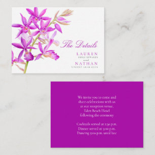 Lila jewel orchid bröllop handinformation tilläggskort