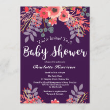 Lila Jewel Tone Watercolor Flowers Baby Shower