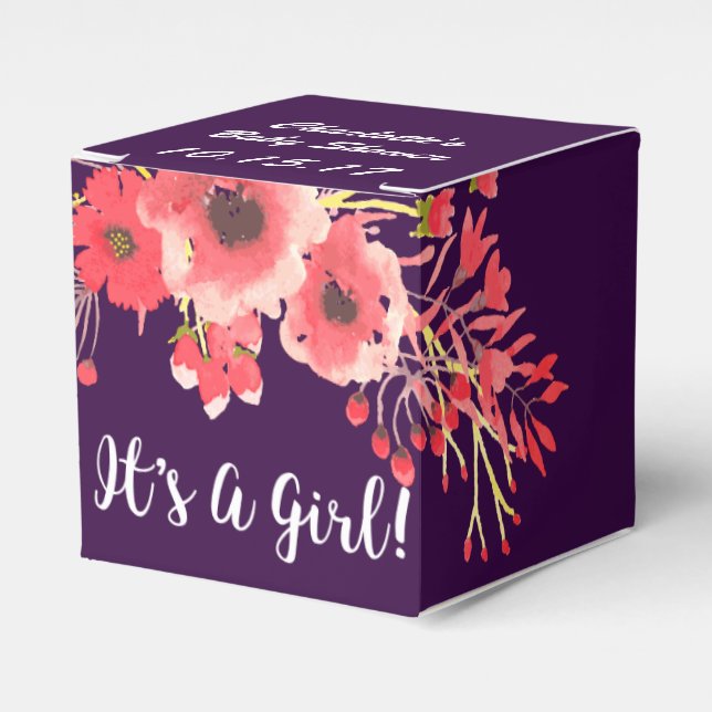 Lila Jewel Tone Watercolor Flowers Baby Shower Presentaskar (Framsidan Sidan)