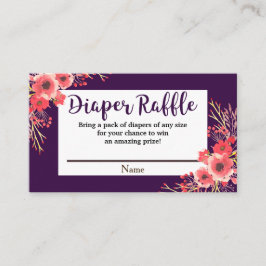 Lila Jewel Tone Watercolor Flowers Diaper Raffle Tilläggskort