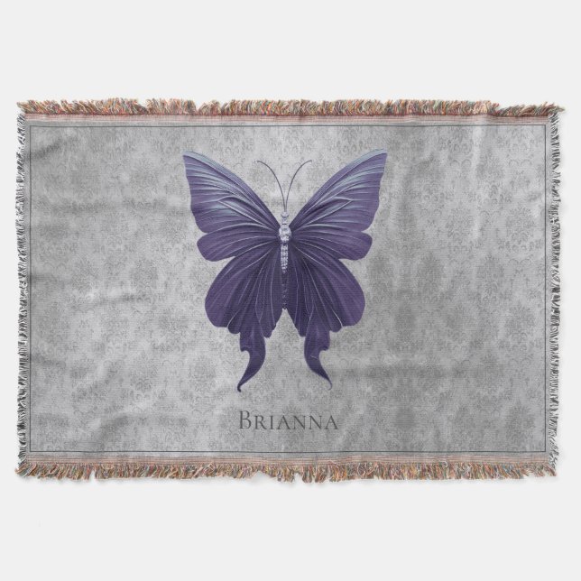 Lila Jeweled Butterfly Filt (Framsidan)