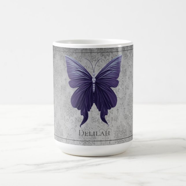 Lila Jeweled Butterfly Kaffemugg (Center)