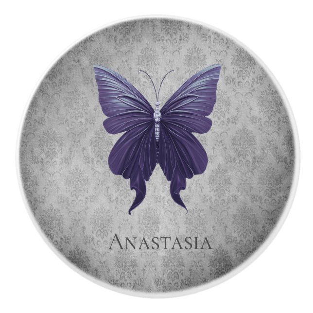 Lila Jeweled Butterfly Knopp (Framsidan)