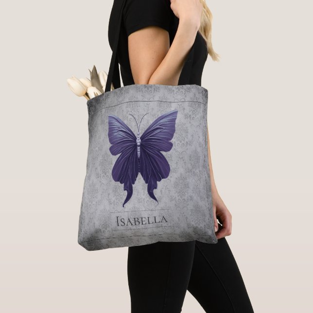 Lila Jeweled Butterfly Tygkasse (Närbild)