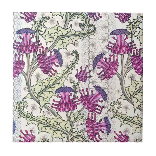 Lila Jonquil Thistle Blomsterträdgård Ceramic Tile Kakelplatta (Framsidan)