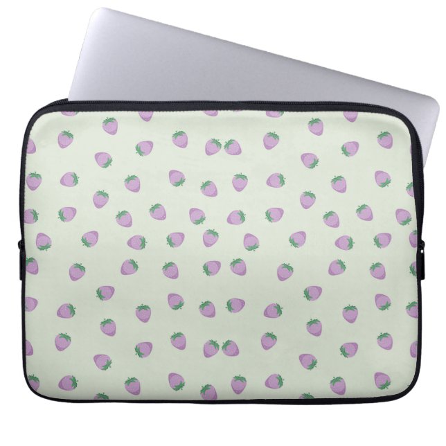 Lila jordgubbsmönster laptop fodral (Framsidan)