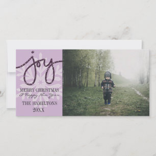 Lila JOY Snowflake Photo Card Julkort