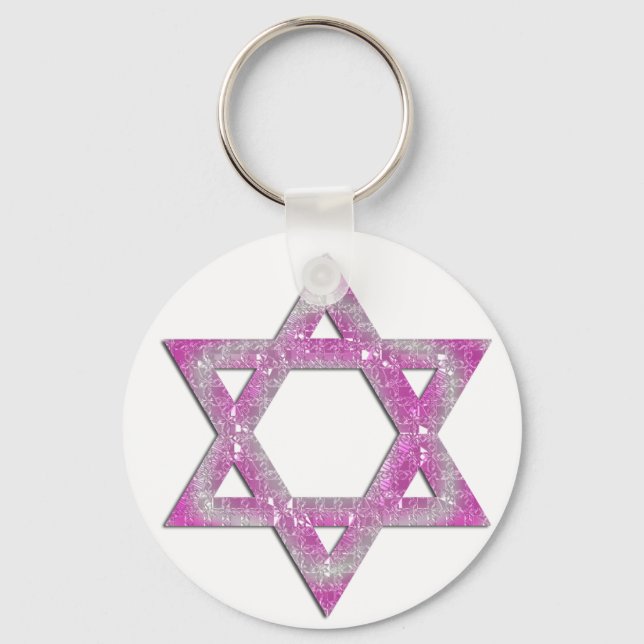 Lila - judisk stjärna av David Design Nyckelring (Framsida)
