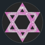 Lila - judisk stjärna av David Design Runt Klistermärke<br><div class="desc">en söt Star av David i en rosa/purpisk smycken design... .{grafik av MarloDeeDesign.com}</div>