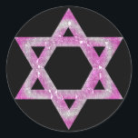 Lila - judisk stjärna av David Design Runt Klistermärke<br><div class="desc">en söt Star av David i en rosa/purpisk smycken design... .{grafik av MarloDeeDesign.com}</div>