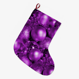 Lila Jul Baubles Stor Julstrumpa