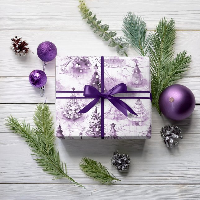 Lila jul Mönster#3 ID1009 Presentpapper (Skapare uppladdad)