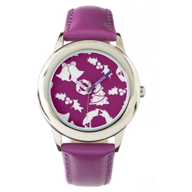 Lila jul Mönster Armbandsur (Framsida)