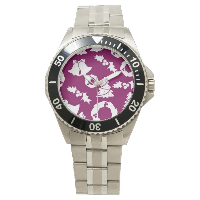 Lila jul Mönster Armbandsur (Framsida)