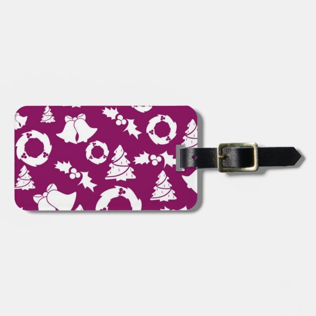 Lila jul Mönster Bagagebricka (Horisontell Framsida)