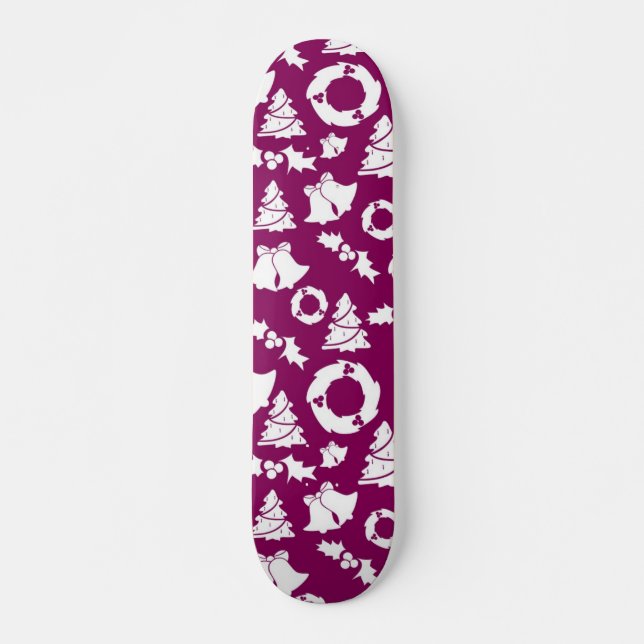 Lila jul Mönster Mini Skateboard Bräda 18,5 Cm (Framsida)