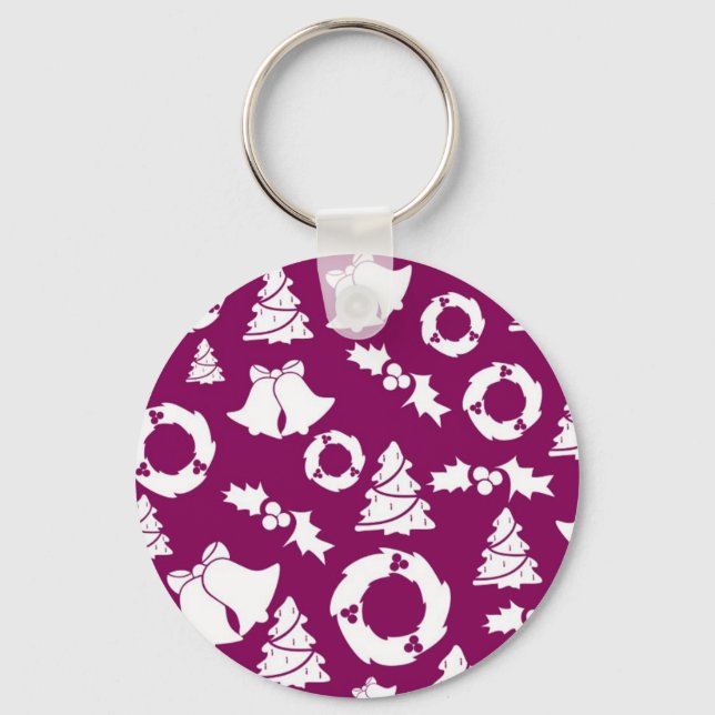 Lila jul Mönster Nyckelring (Framsida)