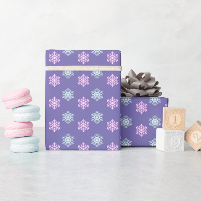 lila jul, snö flingor pappra presentpapper (Baby Shower)