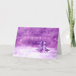 Lila Jul Wonderland med Snöflingor Helgkort