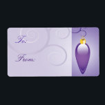 Lila juletiketter för prydnadsgåva fraktsedel<br><div class="desc">Lila anpassningsbar Gift-etikett för julkortets kuvert. © TDSwhite</div>