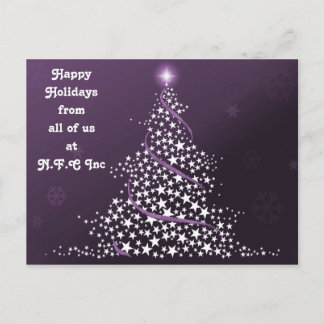 Lila Julgran Corporate Hälsning PostCard Helg Vykort