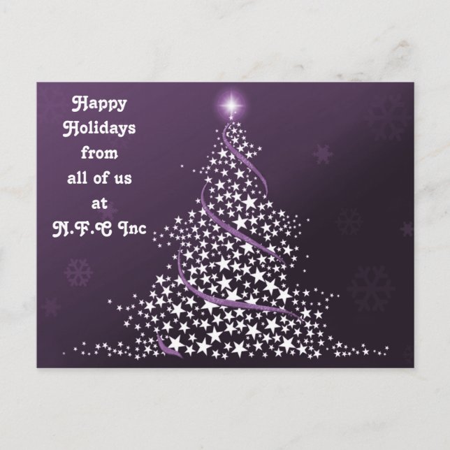 Lila Julgran Corporate Hälsning PostCard Helg Vykort (Framsida)