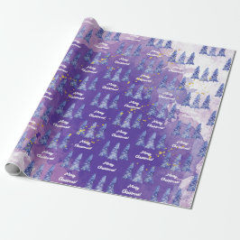 Lila Julgran Golden Snöflingor Presentpapper