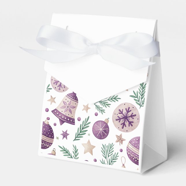 "Lila julgransprydnad och klocka presentbox" Presentaskar (Framsidan Sidan)
