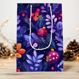 Lila julgransprydnader Blommig presentpåse för jul