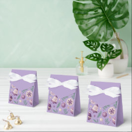 "Lila julgrynsask med ornament och klocka" Presentaskar