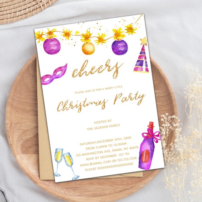 Lila julinbjudan inbjudningar (Purple Christmas Invitations)