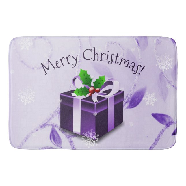 Lila julklapp Bath Mat Badrumsmatta (Framsidan)