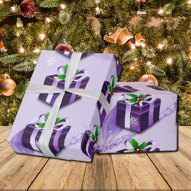 Lila julklapp Papper Presentpapper (Purple Christmas Gift Wrapping Paper)