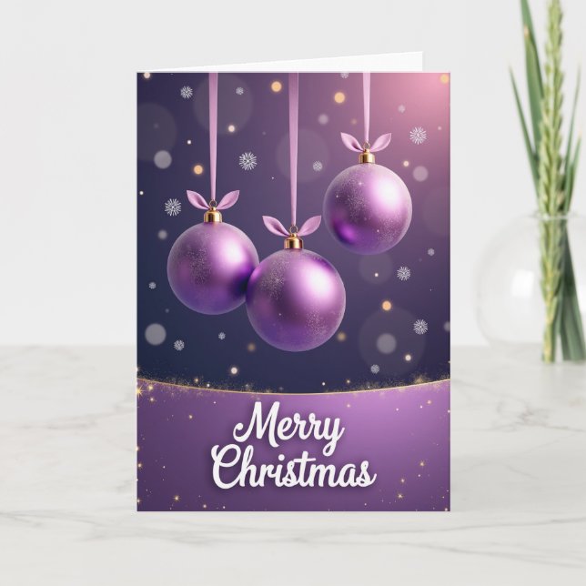 Lila julkort med ornament kort (Framsida)