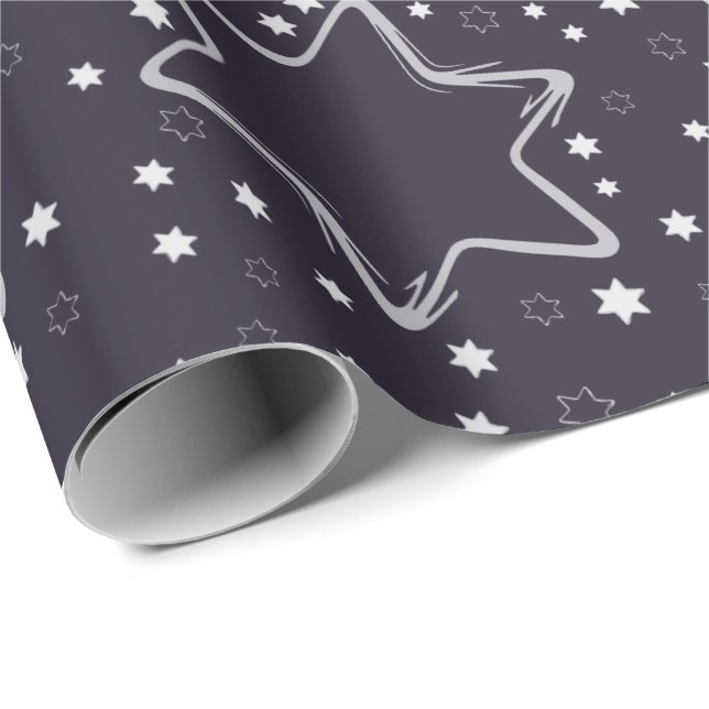 Lila Julstjärnor Papper Presentpapper (Rullad Hörn)