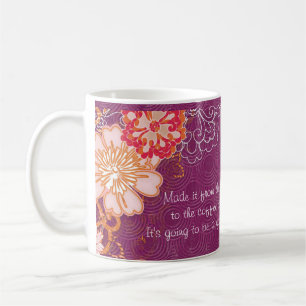 Lila kaffekanna med stora blommor Mugg
