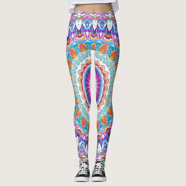 Lila Kaleidoscope Mandala Leggings (Framsida)