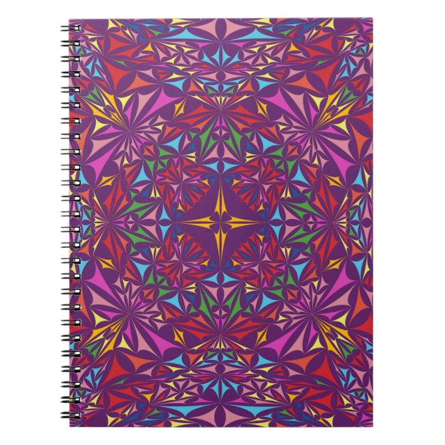 Lila Kaleidoscope Ornate Mönster Anteckningsbok (Framsidan)