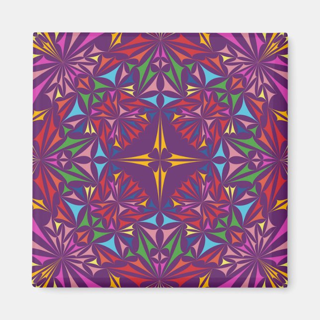 Lila Kaleidoscope Ornate Mönster Magnet (Framsidan)