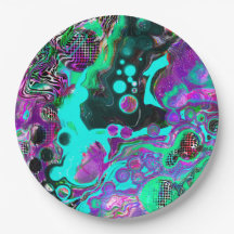 Lila, kalk, blå, svart, färgstark Abstrakt Vätska